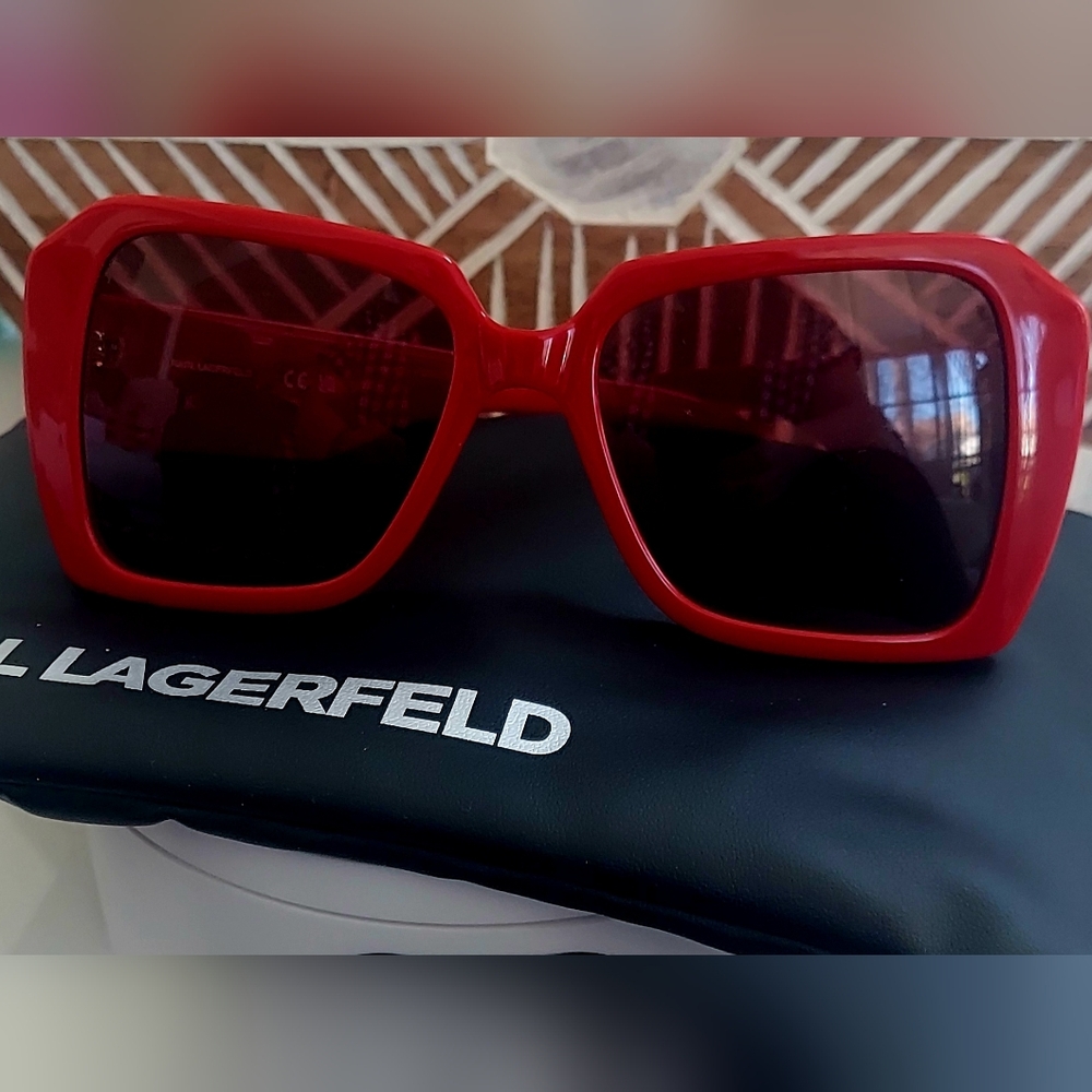 Karl Lagerfeld Bold Red Sunglasses NWT CASE